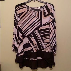 Cato 22/24W Striped Black and Tan shirt